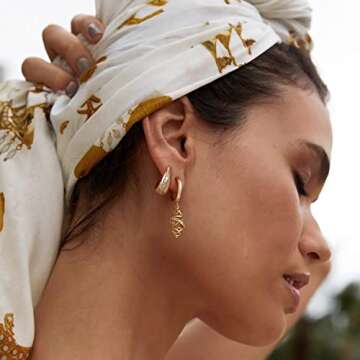 MYEARS Women Dome Earrings Gold Huggie Monet Oval Hoop Diamond Cubic Zirconia 14K Gold Filled Small ...