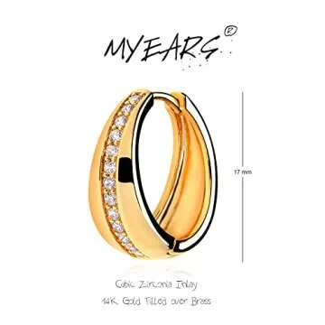 MYEARS Women Dome Earrings Gold Huggie Monet Oval Hoop Diamond Cubic Zirconia 14K Gold Filled Small Simple Handmade Hypoallergenic Everyday Jewelry
