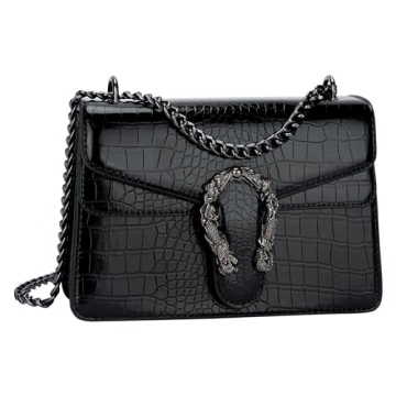 DEEPMEOW Trendy Crocodile Print Chain Purse - Stylish Handbag