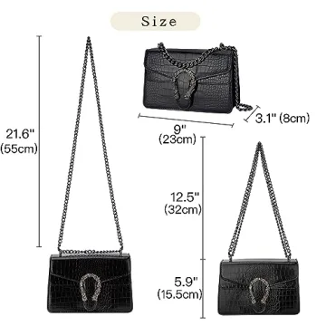 DEEPMEOW Trendy Crocodile Print Chain Purse - Stylish Handbag