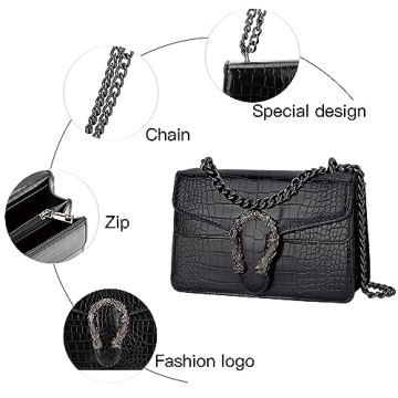 DEEPMEOW Trendy Crocodile Print Chain Purse - Stylish Handbag