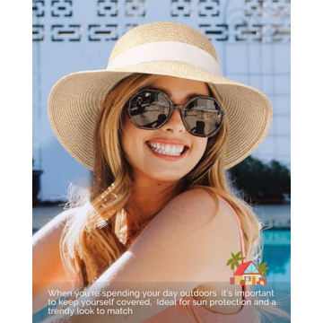 FURTALK Women Summer Beach Hat UV UPF 80 Folding