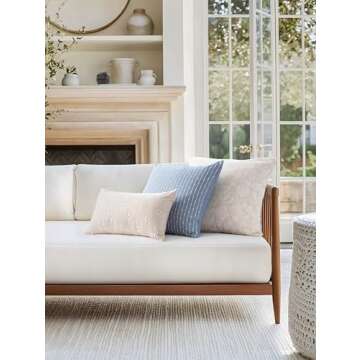 Crumbs Home Coastal Linen Indoor Outdoor Lumbar Pillow Cover Only, 12"x20" Water Repellent for Patio...