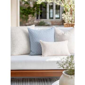 Crumbs Home Coastal Lumbar Pillow Cover for Indoor Outdoor