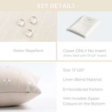 Crumbs Home Coastal Lumbar Pillow Cover for Indoor Outdoor