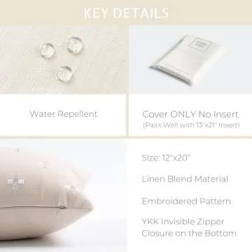 Crumbs Home Coastal Lumbar Pillow Cover for Indoor Outdoor