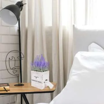 3-in-1 Countree Tissue Box Cover Square: Rustic Farmhouse Bathroom Decor, Potted Lavender & Wood Tissue Box Holder Cube - Enhance Your Home Decor, Perfect for Living Room, Bedroom, Bathroom Storage