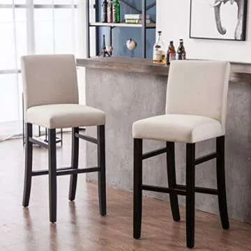 YEEFY 30" Counter Height Bar Stools Set of 4 & 2 with Back Fabric Barstools Bar Height Upholstered B...