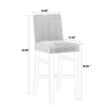 YEEFY 30" Counter Height Bar Stools Set of 4 & 2 with Back Fabric Barstools Bar Height Upholstered Bar Stool Modern High Wooden Stools for Kitchen Island (Set of 4, Beige)