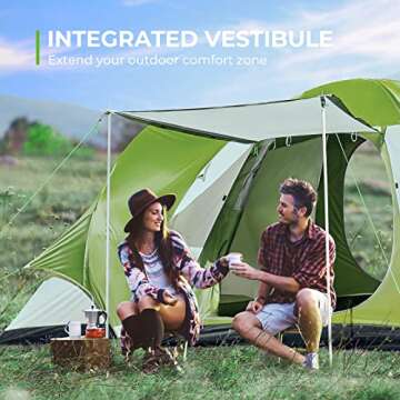 ArcadiVille Camping Tent 8 People, Waterproof and Windproof Family Tents for Camping, Outdoor & Travel, Easy Setup, Removable Full-Covered Rainfly, Divided Curtain, Vestibule & Carry Bag (Green)