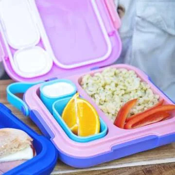 ZOKU - Bento Box with Ice Pack, Lunch Box for Kids, Easy to Carry and Clean, Freezer Pack Keeps Food Fresh, Fits Any Snack or Meal, Leakproof (Neat Bento) (Pink)