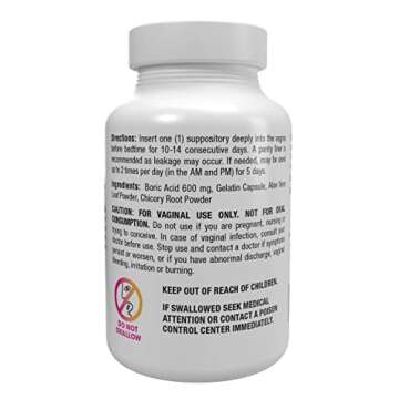 vH essentials Boric Acid Plus Vaginal Suppositories, Prebiotic Infused with Soothing Aloe Vera, pH S...