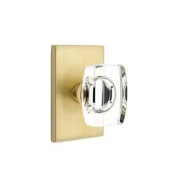 Emtek Modern Crystal Knob Set - Elegant Satin Brass Finish