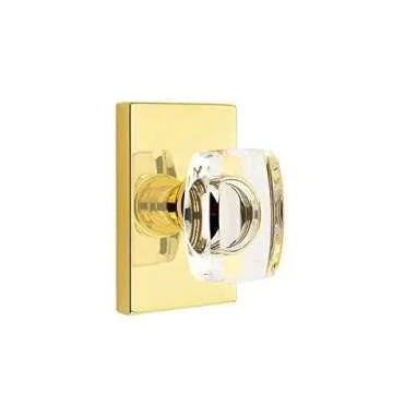 Emtek Modern Crystal Knob Set - Elegant Satin Brass Finish