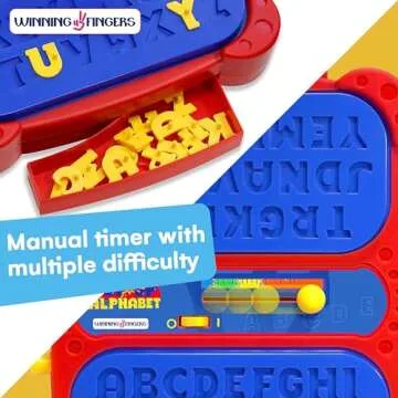 Winning Fingers Pop Up Board Game 2-Player | Preschool Game with Alphabet Puzzle Pieces | Educational Learning Toy for Toddler and Kids Ages 3+