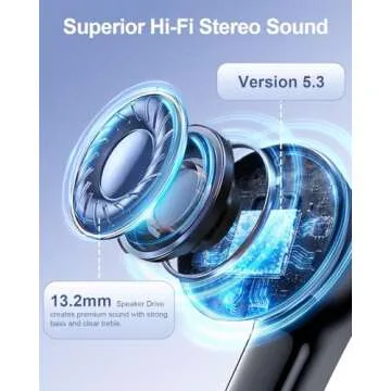 HUIFU Wireless Earbuds - Bluetooth Headphones with Deep Bass, 40H Playtime, IPX7 Water Resistant