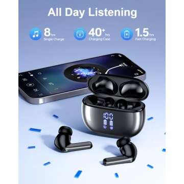 HUIFU Wireless Earbuds - 40H Battery, Deep Bass, Waterproof