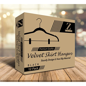 Zoyer Velvet Skirt Hangers - 12 Pack Non Slip & Space Saving