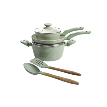 Gibson Home Mint Green Ceramic Cookware Set 7-Piece
