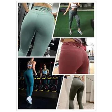 Febriajuce High Waisted Leggings for Women Tummy Control Yoga Pants Athletic Criss Cross Back Running Legging Lake Green