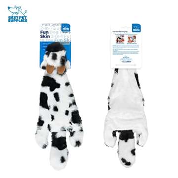 Best Pet Supplies Stuffing Free Squeaky Dog Toys for Small Dogs, Medium Dogs, and Large Dogs, Durable, Best Dog Chew Toy for Teething Puppy, Indoor Play, Holds Plastic Bottle - Cow, Medium