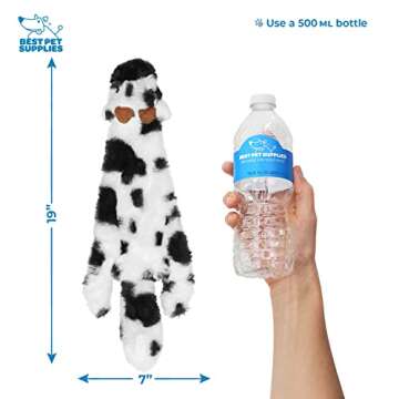 Best Pet Supplies Stuffing Free Squeaky Dog Toys for Small Dogs, Medium Dogs, and Large Dogs, Durable, Best Dog Chew Toy for Teething Puppy, Indoor Play, Holds Plastic Bottle - Cow, Medium