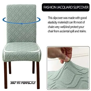 BOGUANG Kitchen Chair Covers Dining Chair Cover,Removable Washable Jacquard Parsons Chair Covers (Bean Green,Set of 6)