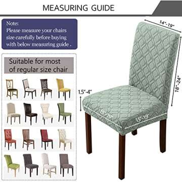BOGUANG Kitchen Chair Covers Dining Chair Cover,Removable Washable Jacquard Parsons Chair Covers (Bean Green,Set of 6)