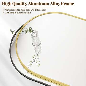 BEAUTYPEAK Wall Mounted Mirror, 26 inch x38 inch Arch Bathroom Mirror, Gold Vanity Wall Mirror w/ Metal Frame for Bedroom, Entryway, Living Room