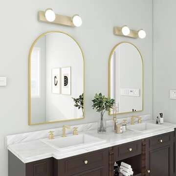 BEAUTYPEAK Wall Mounted Mirror, 26 inch x38 inch Arch Bathroom Mirror, Gold Vanity Wall Mirror w/ Metal Frame for Bedroom, Entryway, Living Room