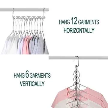Meetu Space Saving Hangers Metal Clothes Hangers 6X2 Slots Magic Hanger Cascading Hanger Updated Hook Design Closet Organizer Hanger (Pack of 4)