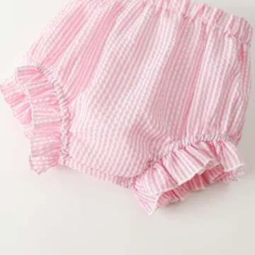 LYSINK Newborn Baby Girl Clothes Stripe Sleeveless Bowknot Tank Top Shorts Set Summer Outfits Cute Baby Clothes Girl 0-18 Months (Light-pink,3-6 Months)