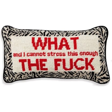 FURBISH Handmade Needlepoint WTF Throw Pillow - 8"x14" - Stylish Decor