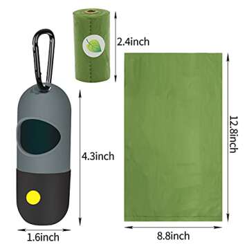 2 Pack Dog Poop Bag Dispenser with Built-in LED Flashlight, Pet Waste Bag Holder for Leash with Cara...