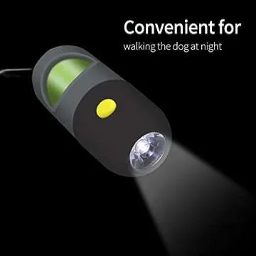 2 Pack Dog Poop Bag Dispenser with Built-in LED Flashlight, Pet Waste Bag Holder for Leash with Carabiner Clip for Lead Leash, 2 Rolls Leak-proof Doggy Waste Bags for Dog Walking, Grey