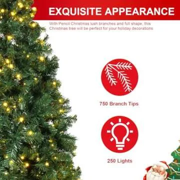 7d24hcare 6.5ft Pre-lit Christmas Tree with Lights