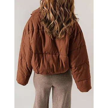 Dokotoo Women's Winter Bomber Puffer Jacket Orange