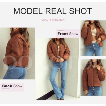 Dokotoo Women's Winter Bomber Puffer Jacket Orange