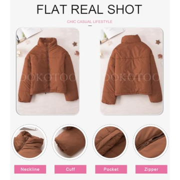 Dokotoo Women's Winter Bomber Puffer Jacket Orange