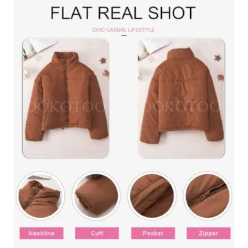 Dokotoo Women's Winter Bomber Puffer Jacket Orange