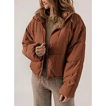 Dokotoo Women's Winter Bomber Puffer Jacket Orange