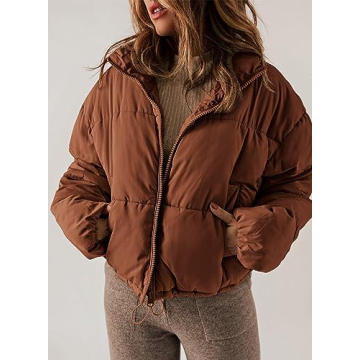 Dokotoo Women's Winter Bomber Puffer Jacket Orange