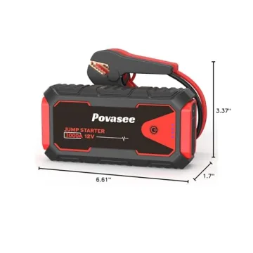 Povasee Jump Starter 3000A Peak Jump Starter Battery Pack, 12V Jump Box for Car Battery up to 10L Gas or 8L Diesel Engine Battery Jump Starter with Power Bank/Dual Output/LED Light (3000A)