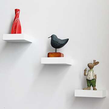 Shelving Solution 4-inch Floating Wall Shelves Set of 3, White
