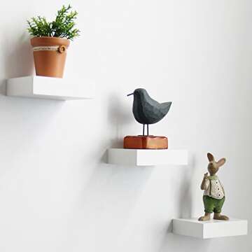 Shelving Solution 4-inch Floating Wall Shelves Set of 3, White