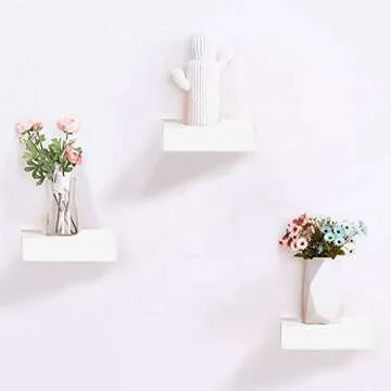 Shelving Solution 4-inch Floating Wall Shelves Set of 3, White