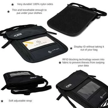 Lewark Neck Travel Wallet Pouch with RFID Blocking Passport Holder