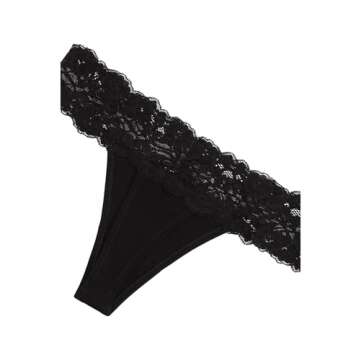 PACT Women's Lace Waist Thong 3-Pack - Elegant & Eco-Friendly