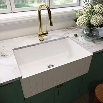 Stylish VIGO 30" Matte Stone Farmhouse Kitchen Sink