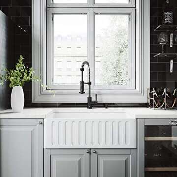 Stylish VIGO 30" Matte Stone Farmhouse Kitchen Sink